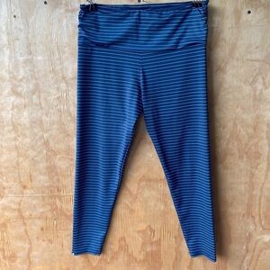 Onzie High Rise Capri Blue White Stripe Legging